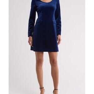 NWT Theory Navy blue velvet mini dress with long sleeves (size 6) 234